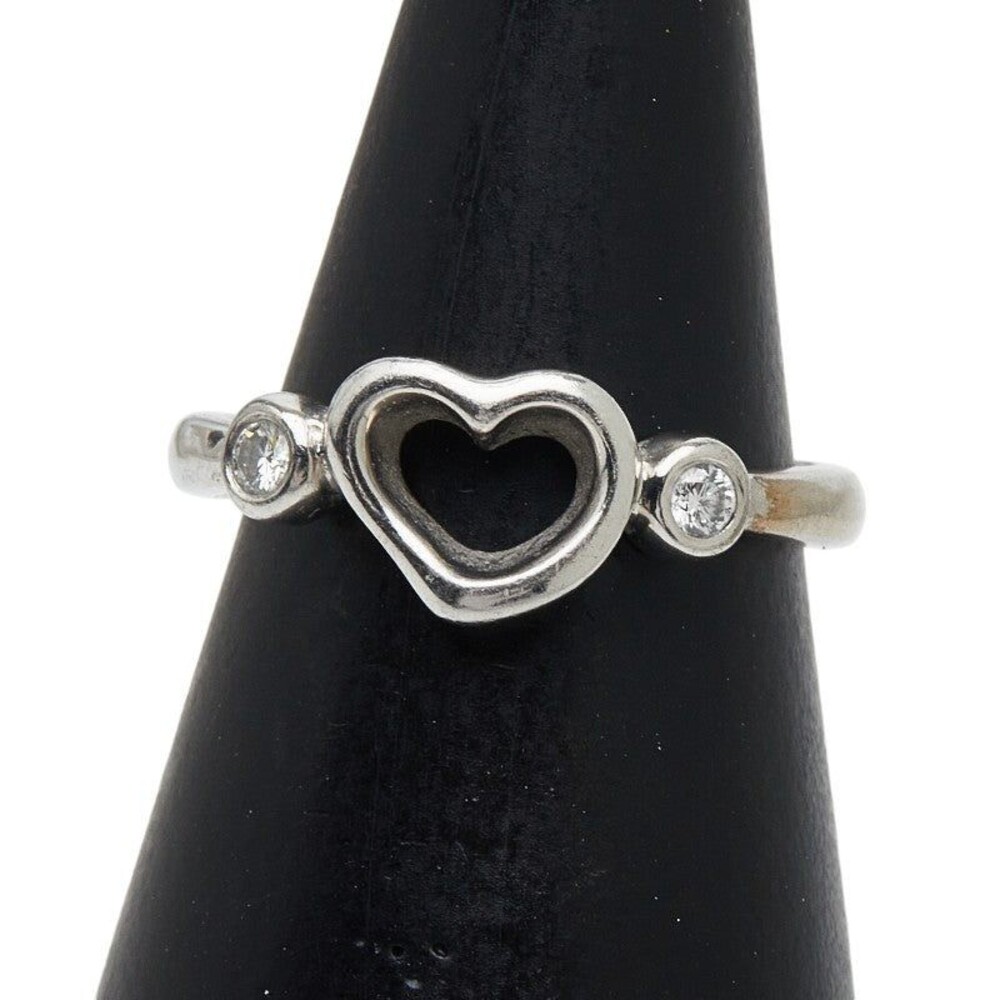 Tiffany & Co. Open Heart Diamond Platinum 950 Ring Silver